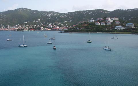 A view from the ship of the harbor on St. Thomas